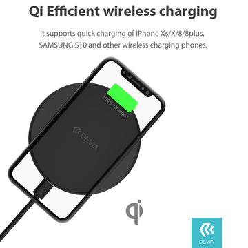 Devia Ασύρματος Φορτιστής (Qi Pad) 10W Μαύρος (Comet)