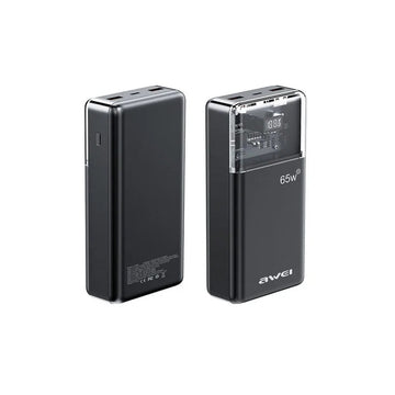 Awei P109K Power Bank 30000mAh 65W με 2 Θύρες USB-A και Θύρα USB-C Power Delivery Μαύρο