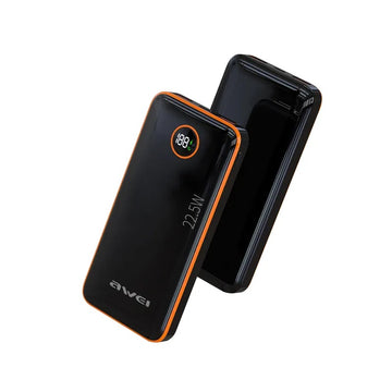 Awei P143K Power Bank 10000mAh 22.5W με 2 Θύρες USB-A Μαύρο