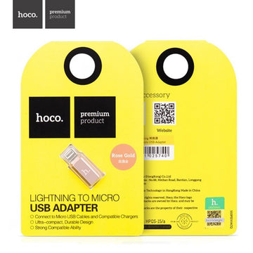 Hoco Μετατροπέας Lightning male σε micro USB female Ροζ Χρυσό