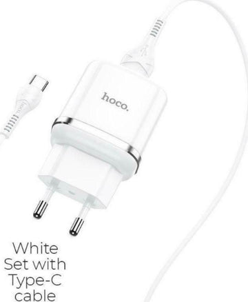 Hoco Φορτιστής με Θύρα USB-A και Καλώδιο USB-C 18W Quick Charge 3.0 Λευκός (N3 Vigour)