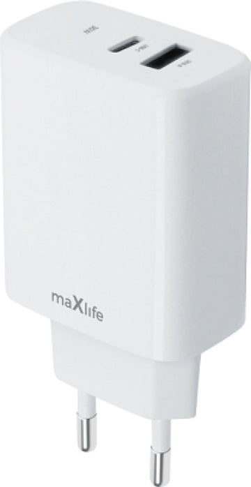 Maxlife Φορτιστής Χωρίς Καλώδιο με Θύρα USB-A και Θύρα USB-C 30W Power Delivery / Quick Charge 3.0 Λευκός (MXTC-10-30AC)