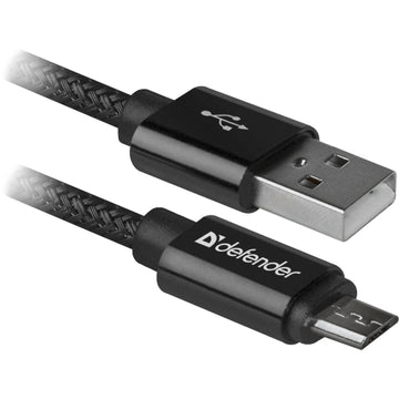 DEFENDER USB TO MICRO USB BRAIDED FABRIC DATA CABLE 2.1 A 1m black