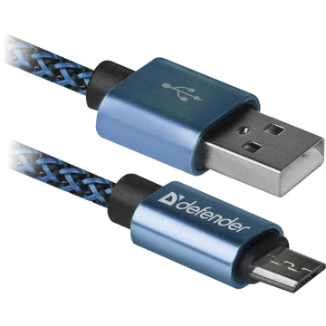DEFENDER USB TO MICRO USB BRAIDED FABRIC DATA CABLE 2.1 A 1m blue