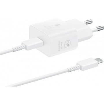 ORIGINAL SAMSUNG FAST TRAVEL CHARGER 25W 3A PD + DATA CABLE TYPE C to TYPE C white