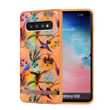 SO SEVEN PUCKET ORANGE PARROT SAMSUNG S10 backcover