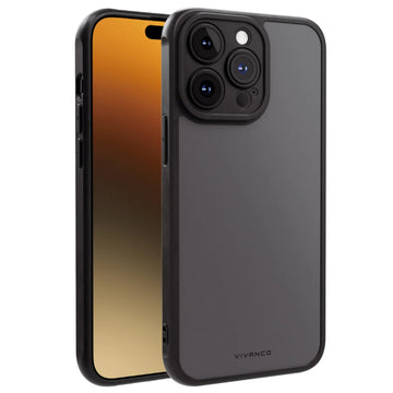 VIVANCO FROSTED COVER CAMERA PROTECTION IPHONE 15 PRO MAX semi transparent/black backcover