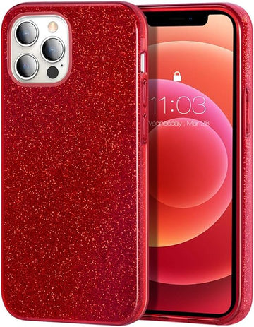 Θήκη για iphone 13 pro max με glitter κόκκινη.