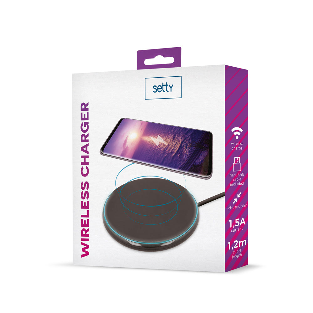 Setty Wireless Charging Pad (Qi) Μαύρο (MA2493)