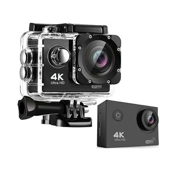 559865 Action Camera 4K Ultra HD Υποβρύχια (με Θήκη) με WiFi Μαύρη με Οθόνη 2"