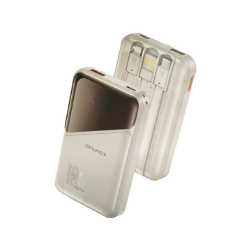 Awei P64K Power Bank 10000mAh 22.5W με Θύρα USB-A και Θύρα USB-C White