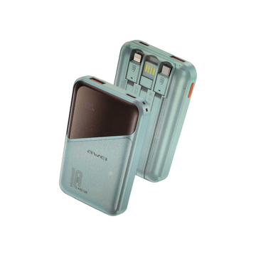 Awei P64K Power Bank 10000mAh 22.5W με Θύρα USB-A και Θύρα USB-C Blue