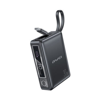Awei P87K Power Bank 10000mAh 30W με Θύρα USB-A και Θύρα USB-C Μαύρο