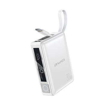 Awei P87K Power Bank 10000mAh 30W με Θύρα USB-A και Θύρα USB-C Λευκό