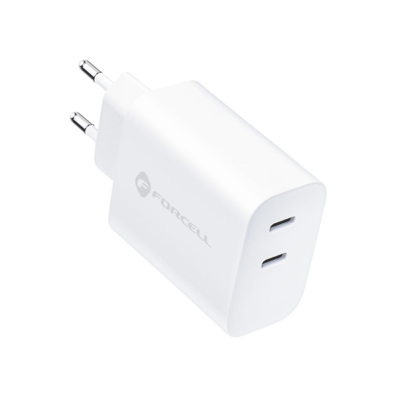 Forcell Φορτιστής Χωρίς Καλώδιο με 2 Θύρες USB-C 35W Power Delivery / Quick Charge 4.0 Λευκός