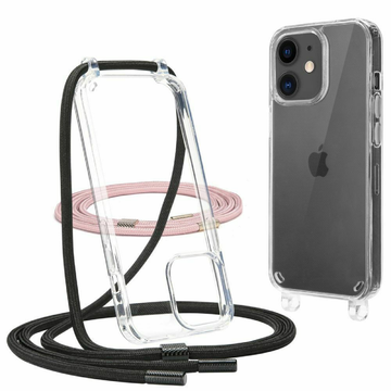 Tech-Protect Flexair Back Cover Σιλικόνης με Λουράκι Transparent / Black / Pink (iPhone 11)