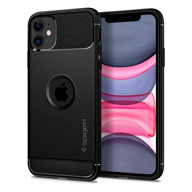 Spigen Back Cover Σιλικόνης Ανθεκτικό Μαύρο (iPhone 11)