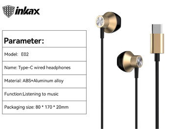 Ακουστικά Inkax E02 1.2M  Με Type-C port Wired