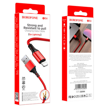 Borofone BX54 Braided USB to Lightning Cable Κόκκινο 1m