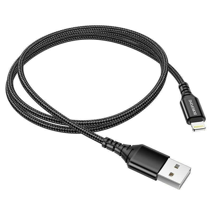 Borofone BX54 Braided USB to Lightning Cable Μαύρο 1m (29349)