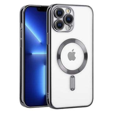 ObaStyle Plated Magnetic Clear Soft Cover Case Iphone 13 Mαύρο