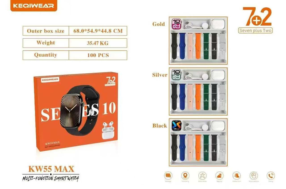 KW55 MAX 49mm Smartwatch με Παλμογράφο (Μαύρο)