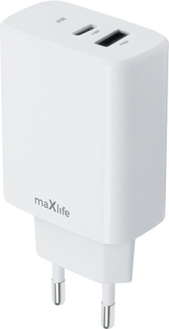 Maxlife Φορτιστής Χωρίς Καλώδιο με Θύρα USB-A και Θύρα USB-C 30W Power Delivery / Quick Charge 3.0 Λευκός (MXTC-10-30AC)