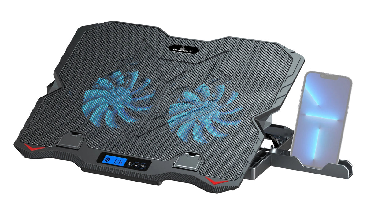 Powertech PT-1346 Cooling Pad για Laptop έως 15.6" με 2 Ανεμιστήρες και Φωτισμό