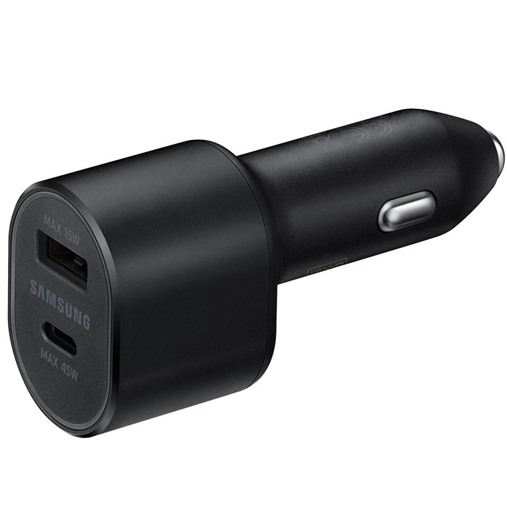 SAMSUNG – ORIGINAL CAR FAST CHARGER 45W  USB TYPE C AND USB BLACK