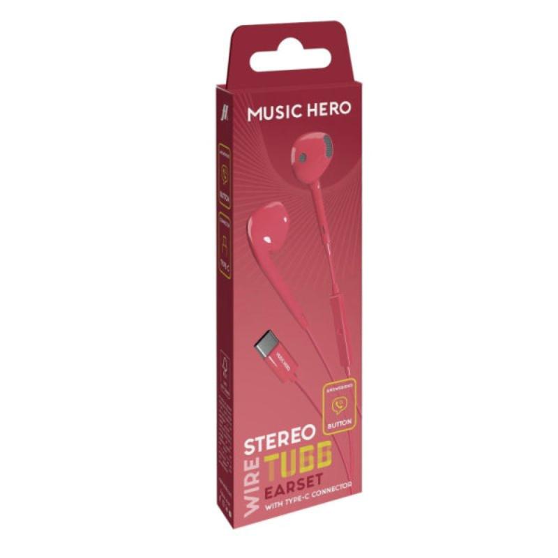 SBS Music Hero In-ear Handsfree Ακουστικά με Βύσμα USB-C Ροζ