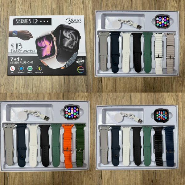 Σετ Smartwatch με 7 λουράκια – S13 – 260318 – Grey