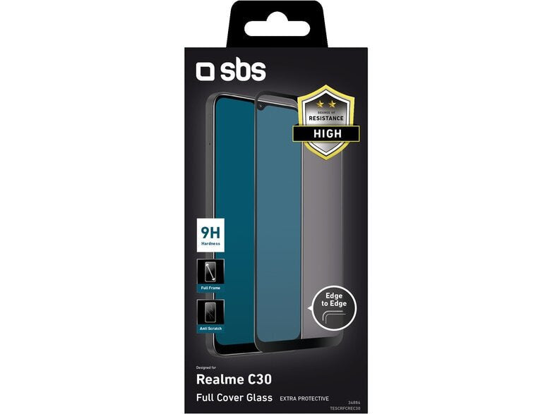 SBS Full Face Tempered Glass 1τμχ Μαύρο (Realme C30)