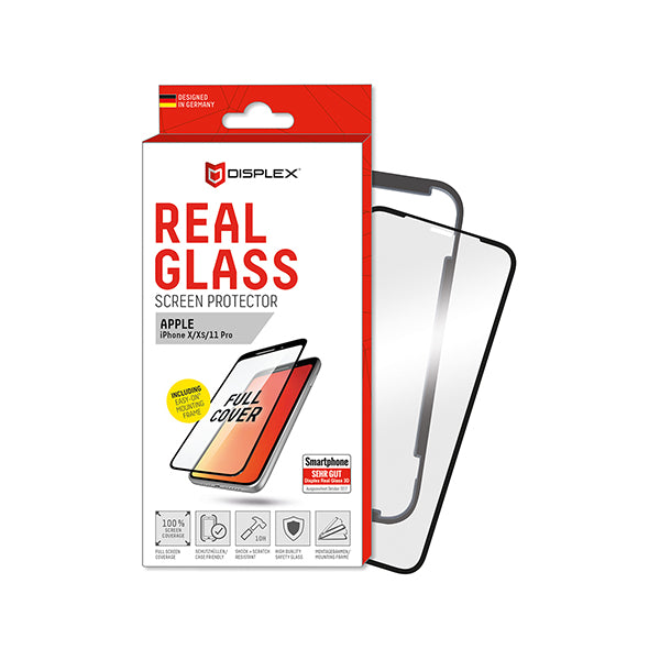 DISPLEX REAL GLASS 3D FULL GLUE IPHONE X / XS / 11 PRO black WITH APPLICATOR