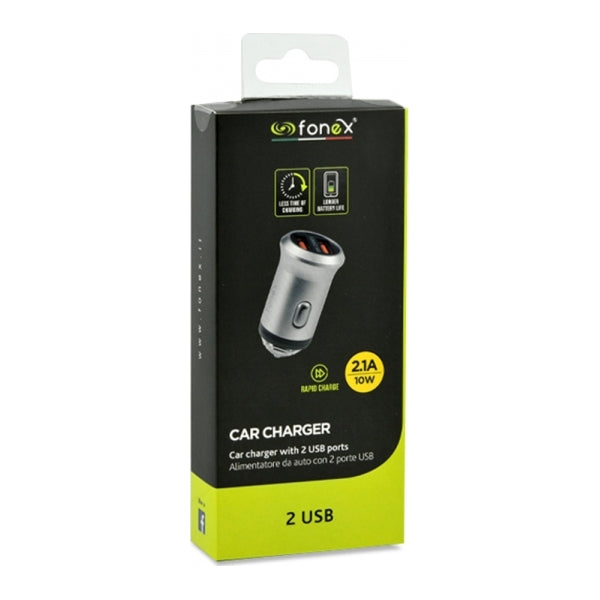 FONEX CAR CHARGER 2 PORTS USB 2.1A silver