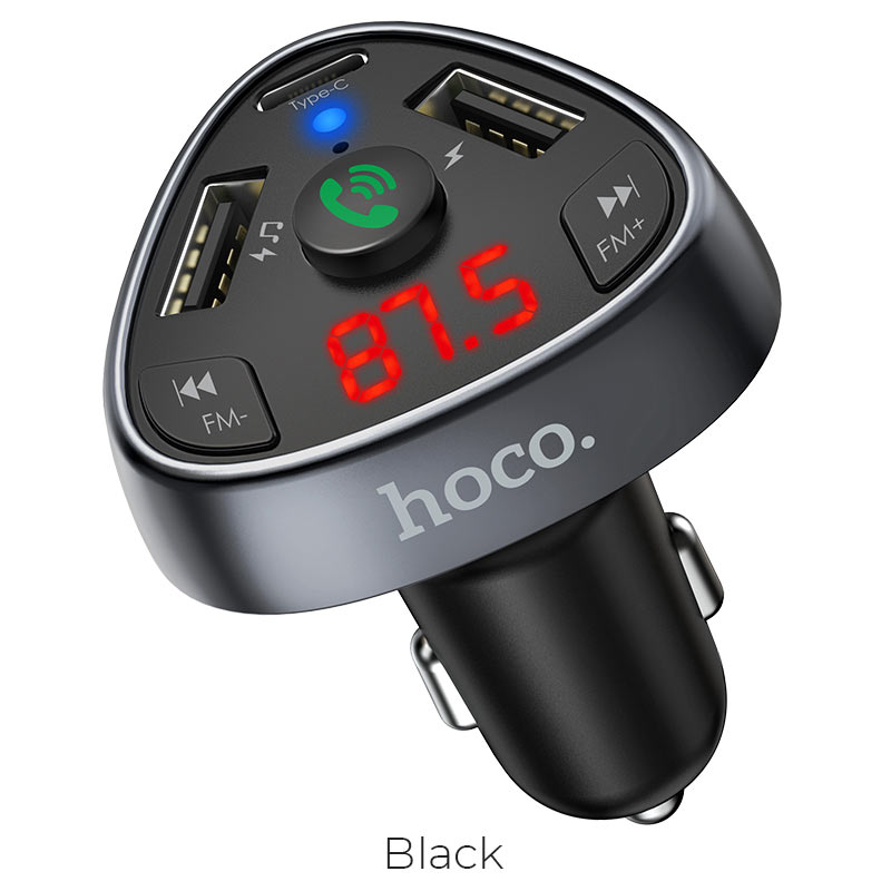 HOCO – E51 BLUETOOTH FM TRANSMITTER & TRIPLE CHARGER WITH 2 USB 3.1A AND TYPE C 18W BLACK