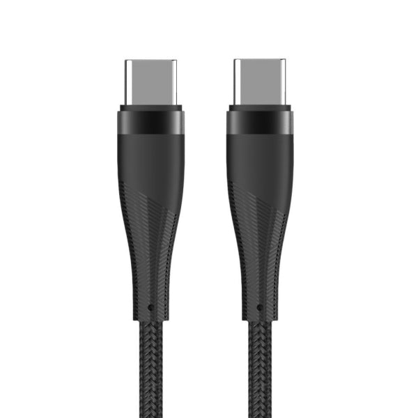 MAXLIFE TYPE C TO TYPE C NYLON DATA CABLE 60W 1m black