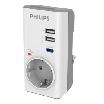 PHILIPS ΜΟΝΟΠΡΙΖΟ ΑΣΦΑΛΕΙΑΣ ΑΠΟ ΥΠΕΡΤΑΣΗ ΜΕ 2 USB &amp; TYPE C 3680W 380J