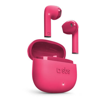 SBS One Color Earbud Bluetooth Handsfree Ακουστικά με Θήκη Φόρτισης Ροζ