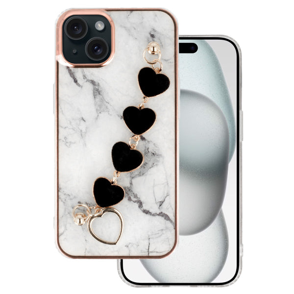 SENSO SPD CHAIN BLACK HEARTS IPHONE 15 white