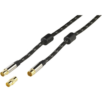 VIVANCO ANTENNA CABLE 1.5m COAX PLUG-COAX SOCKET 120 dB GOLD PLATED silver black