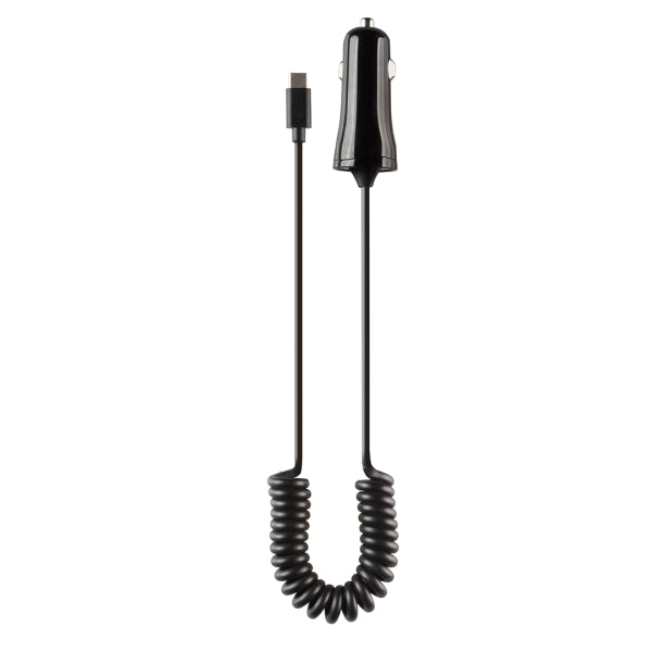 VIVANCO CAR CHARGER TYPE C FIXED SPIRAL CABLE 12W black