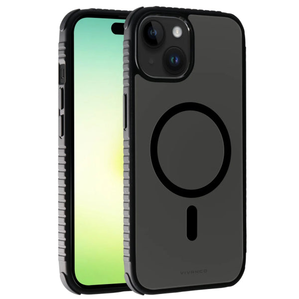 VIVANCO MAG SOLID ELITE COVER IPHONE 15 PLUS semi-transparent black backcover