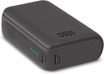 SBS Power Bank 10000mAh 10W με Θύρα USB-A και Θύρα USB-C Μαύρο