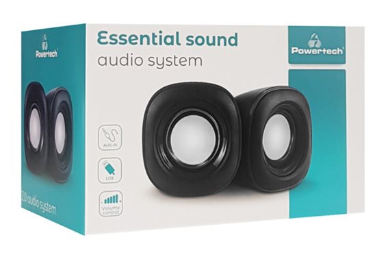 POWERTECH ηχεία Essential sound PT-844, 2x 3W, 3.5mm, μαύρα.