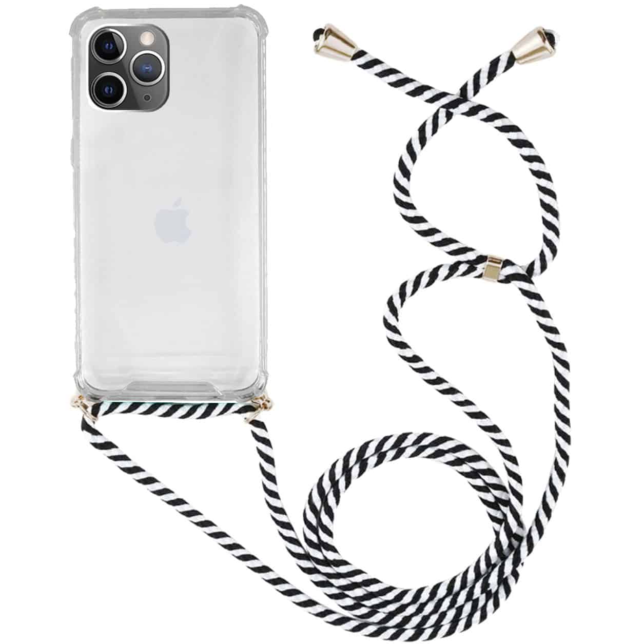 Διάφανη Θήκη Σιλικόνης CrossBody με Ριγέ Κορδόνι για Apple iPhone 11 Pro .